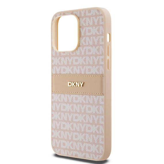 DKNY Leather Mono Stripe &amp; Metal Logo case for iPhone 14 Pro Max - pink | Techbox