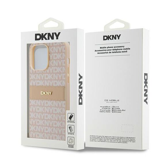DKNY Leather Mono Stripe &amp; Metal Logo case for iPhone 14 Pro Max - pink | Techbox