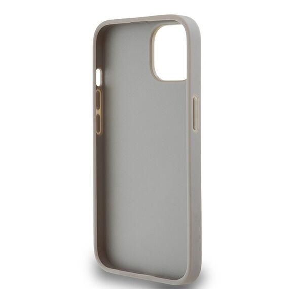 DKNY Leather Mono Stripe &amp; Metal Logo case for iPhone 15 / 14 / 13 - beige | Techbox