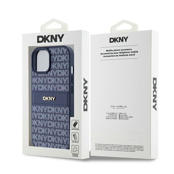 DKNY Leather Mono Stripe &amp; Metal Logo case for iPhone 15 / 14 / 13 - blue | Techbox
