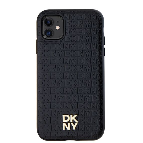 DKNY Leather Monogram Pattern Metal Logo MagSafe Case for iPhone 11 / Xr - Black - Uncategorized Cases (2) - Cases - Techbox