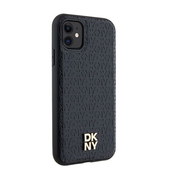 DKNY Leather Monogram Pattern Metal Logo MagSafe Case for iPhone 11 / Xr - Black - Uncategorized Cases (2) - Cases - Techbox