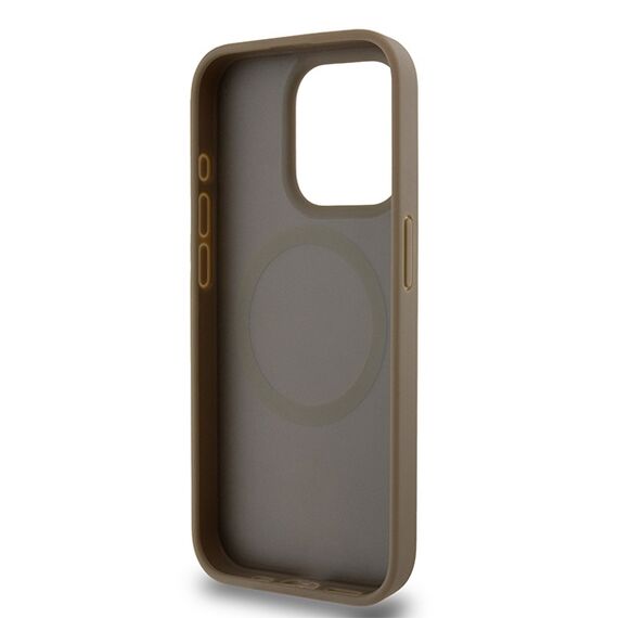 DKNY Leather Pattern Metal Logo MagSafe case for iPhone 14 Pro Max - brown | Techbox