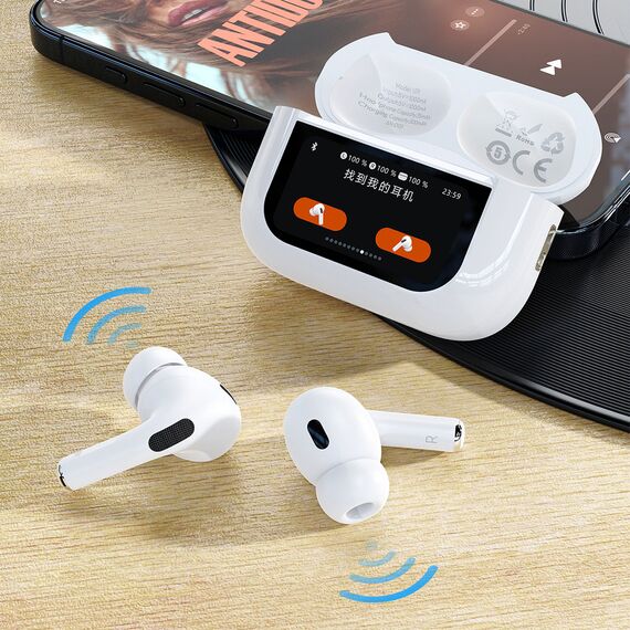 Dudao U19 in-ear TWS wireless Bluetooth 5.3 headphones with LED display - white | Techbox