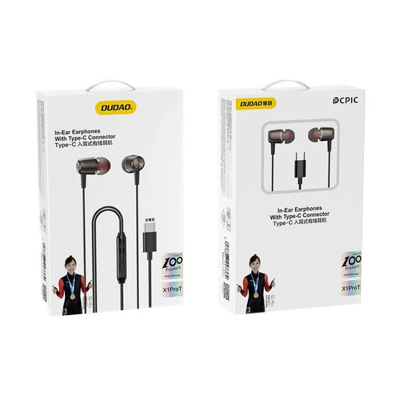 Dudao X1PROT in-ear wired USB-C headphones 1.2 m - black - Headsets - Speakers & Headphones - Techbox