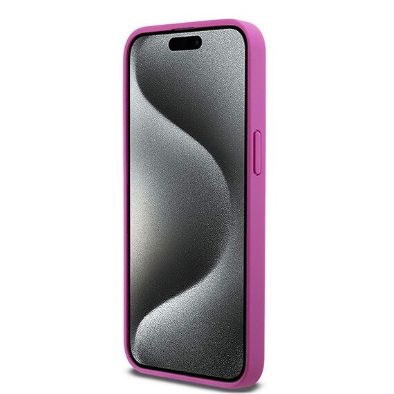 DKNY Leather Monogram Pattern Metal Logo MagSafe Case for iPhone 15 Pro Max - Pink | Techbox