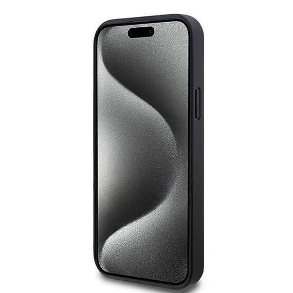 DKNY Leather Pattern Metal Logo MagSafe Case for iPhone 15/14/13 - Black | Techbox