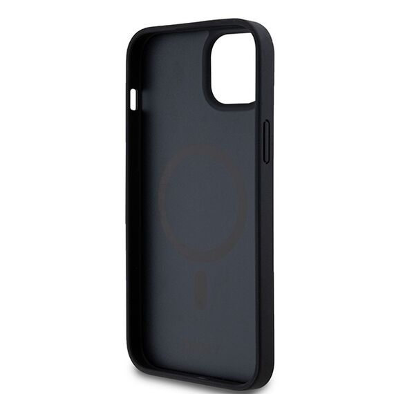 DKNY Leather Pattern Metal Logo MagSafe Case for iPhone 15/14/13 - Black | Techbox