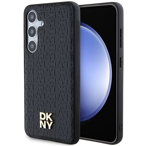 DKNY Leather Pattern Metal Logo MagSafe case for Samsung Galaxy S24 - black - Samsung Cases - Cases - Techbox
