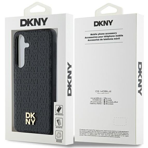 DKNY Leather Pattern Metal Logo MagSafe case for Samsung Galaxy S24 - black - Samsung Cases - Cases - Techbox