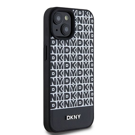 DKNY Leather Printed Pattern Metal Logo MagSafe Case for iPhone 15/14/13 - Black - Apple Cases - Cases - Techbox