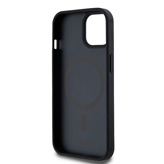 DKNY Leather Printed Pattern Metal Logo MagSafe Case for iPhone 15/14/13 - Black - Apple Cases - Cases - Techbox