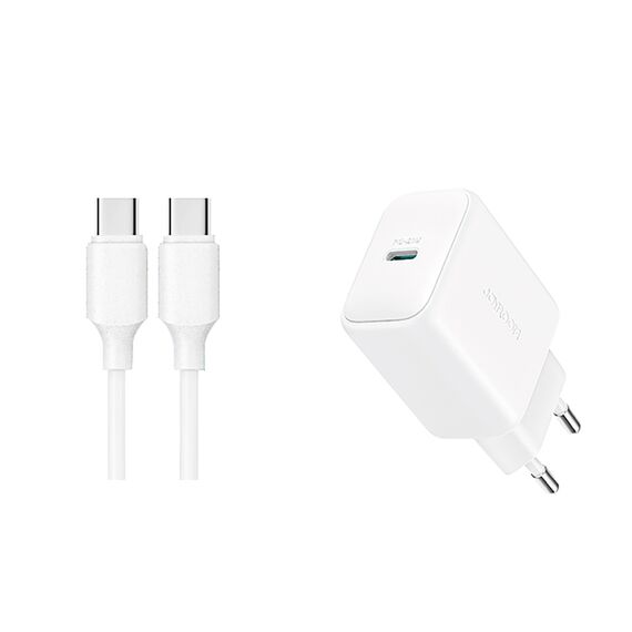 Joyroom JR-TCF20 USB-C PD 20W network charger - white + USB-C / USB-C cable 1m | Techbox