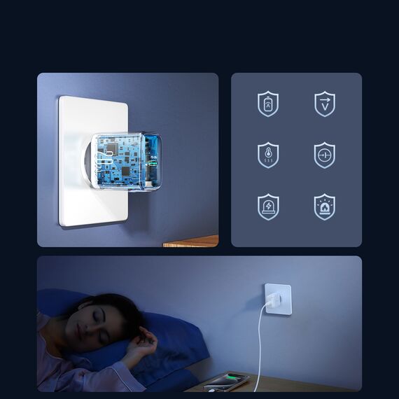 Joyroom JR-TCF20 USB-C PD 20W network charger - white + USB-C / USB-C cable 1m | Techbox
