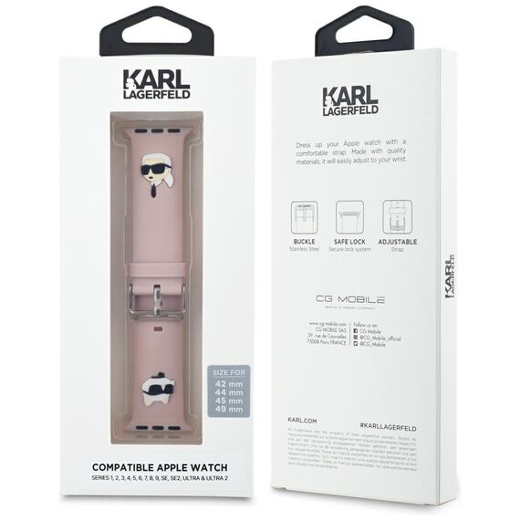 Karl Lagerfeld 3D Rubber Karl&amp;Choupette Heads strap for Apple Watch 42/44/45/49mm - pink | Techbox
