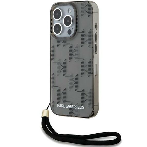 Karl Lagerfeld IML Mono KL Pattern &amp; Cord case for iPhone 15 Pro Max - black - Apple Cases - Cases - Techbox
