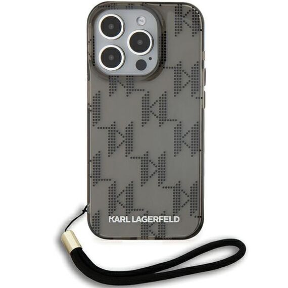 Karl Lagerfeld IML Mono KL Pattern &amp; Cord case for iPhone 15 Pro Max - black - Apple Cases - Cases - Techbox