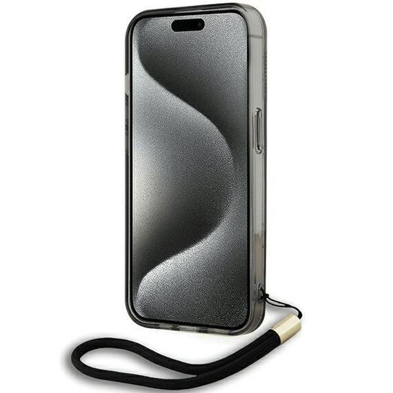 Karl Lagerfeld IML Mono KL Pattern &amp; Cord case for iPhone 15 Pro Max - black - Apple Cases - Cases - Techbox