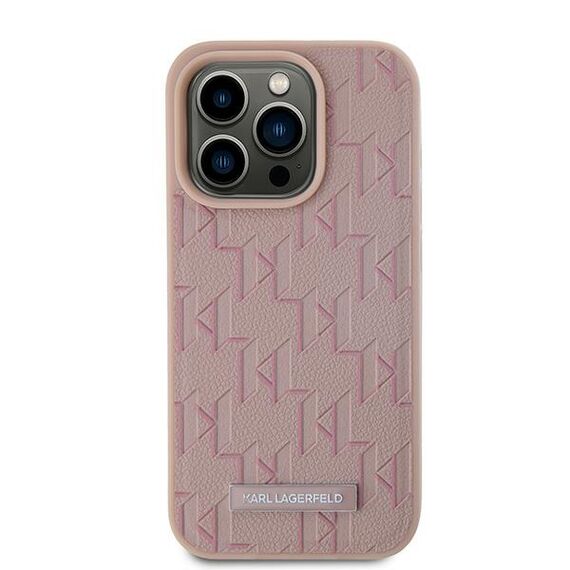 Karl Lagerfeld Leather Monogram Metal Logo case for iPhone 15 Pro Max - pink | Techbox