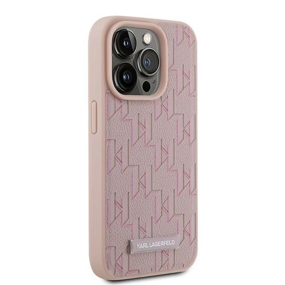 Karl Lagerfeld Leather Monogram Metal Logo case for iPhone 15 Pro Max - pink | Techbox