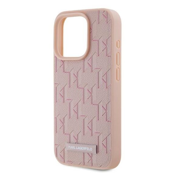 Karl Lagerfeld Leather Monogram Metal Logo case for iPhone 15 Pro Max - pink | Techbox