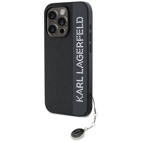 Karl Lagerfeld Saffiano Rhinestones &amp; Charm case for iPhone 15 Pro - black | Techbox