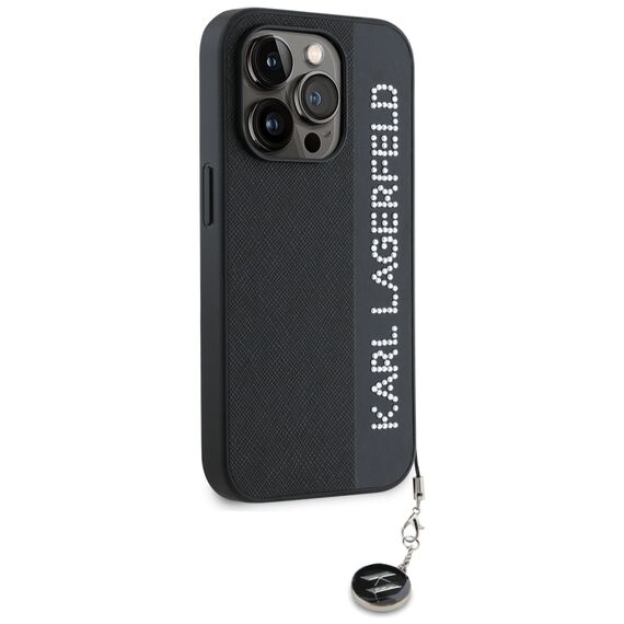 Karl Lagerfeld Saffiano Rhinestones &amp; Charm case for iPhone 15 Pro - black | Techbox