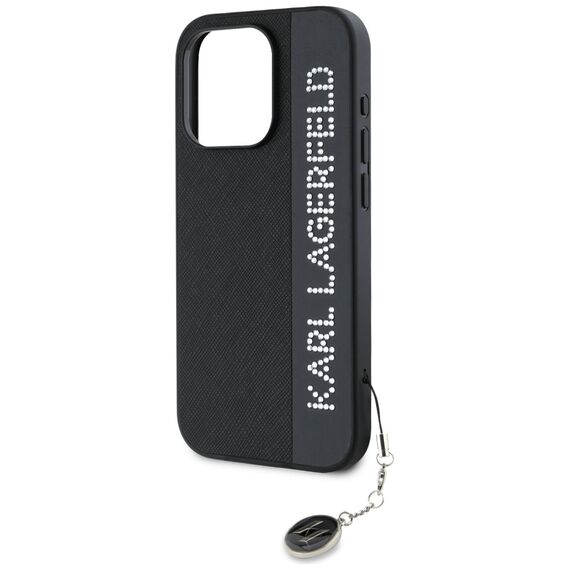 Karl Lagerfeld Saffiano Rhinestones &amp; Charm case for iPhone 15 Pro - black | Techbox