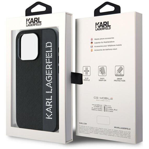 Karl Lagerfeld Saffiano Rhinestones &amp; Charm case for iPhone 15 Pro - black | Techbox