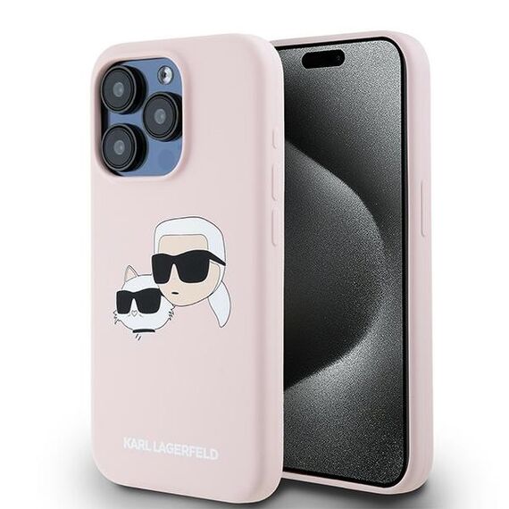 Karl Lagerfeld Silicone Karl&amp;Choupette MagSafe case for iPhone 15 Pro Max - pink - Apple Cases - Cases - Techbox