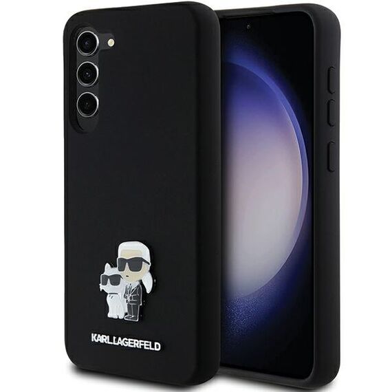 Karl Lagerfeld Silicone Karl&amp;Choupette Metal Pin case for Samsung Galaxy S24+ - black | Techbox