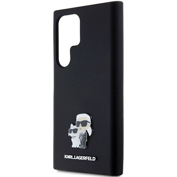 Karl Lagerfeld Silicone Karl&amp;Choupette Metal Pin case for Samsung Galaxy S24 Ultra - black | Techbox