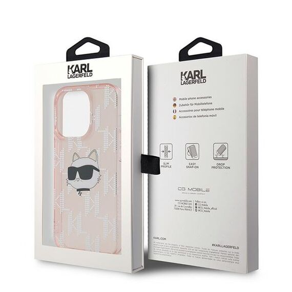 Karl Lagerfeld IML Choupette Head &amp; Monogram case for iPhone 14 Pro - pink | Techbox