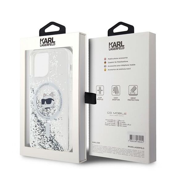 Karl Lagerfeld Liquid Glitter Choupette Head MagSafe Case for iPhone 12 / 12 Pro - Transparent | Techbox