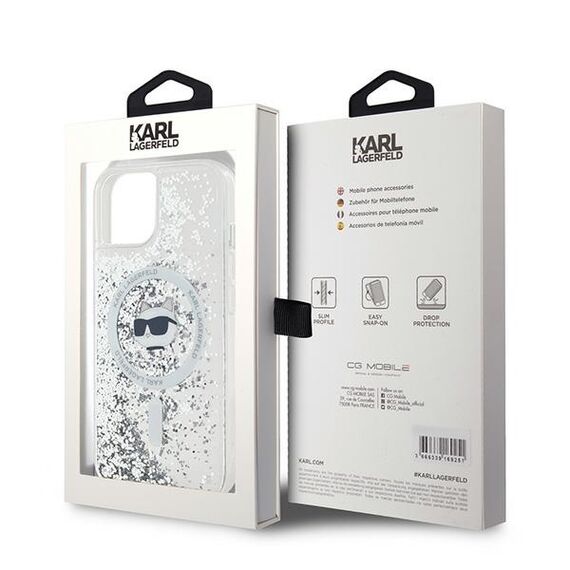 Karl Lagerfeld Liquid Glitter Choupette Head MagSafe case for iPhone 14 / 15 / 13 - transparent | Techbox