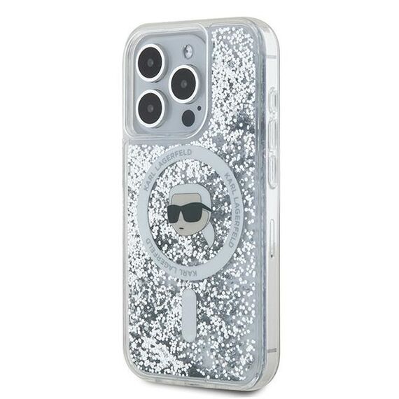 Karl Lagerfeld Liquid Glitter Karl Head MagSafe case for iPhone 15 Pro - transparent - Uncategorized Cases (2) - Cases - Techbox