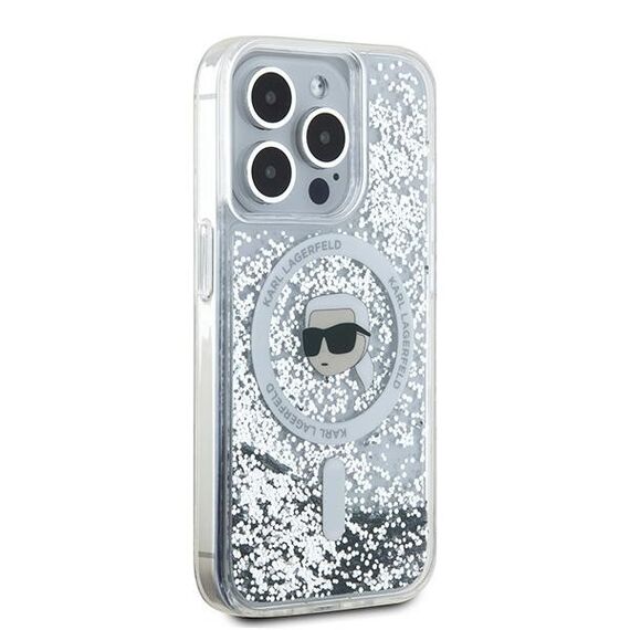 Karl Lagerfeld Liquid Glitter Karl Head MagSafe case for iPhone 15 Pro - transparent - Uncategorized Cases (2) - Cases - Techbox