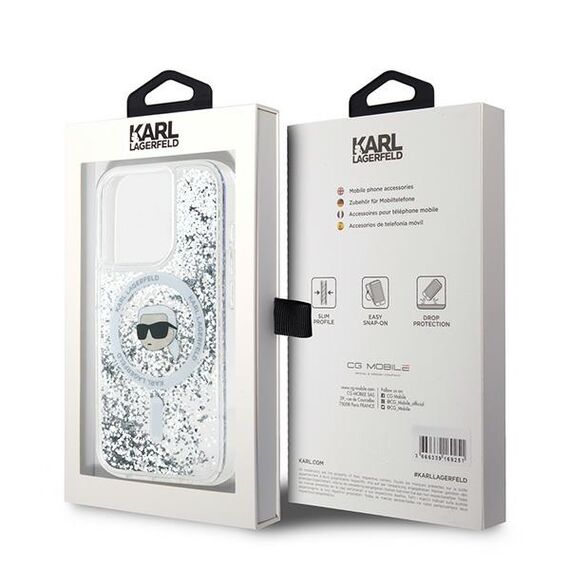 Karl Lagerfeld Liquid Glitter Karl Head MagSafe case for iPhone 15 Pro - transparent - Uncategorized Cases (2) - Cases - Techbox