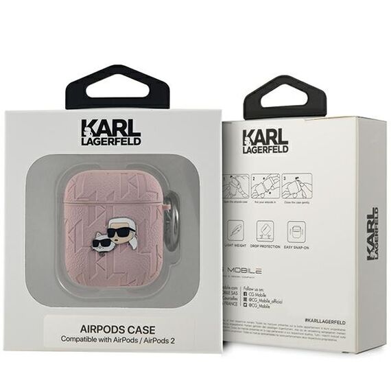 Karl Lagerfeld Monogram Karl &amp; Choupette Head case for AirPods 1 / 2 - pink - Smartphone Accessories - Cables & Accessories - Techbox