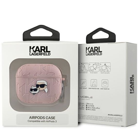 Karl Lagerfeld Monogram Karl &amp; Choupette Head Case for AirPods 3 - Pink | Techbox