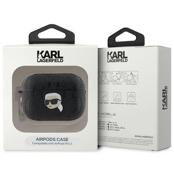 Karl Lagerfeld Monogram Karl Head case for AirPods Pro 2 - black | Techbox