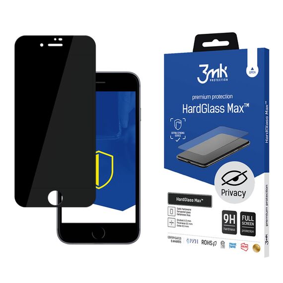 9H 3mk HardGlass Max Privacy™ Privacy Glass for iPhone 8 - Uncategorized Screen Protection (2) - Screen & Camera Protection - Techbox