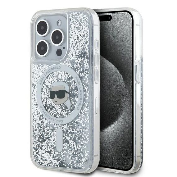 Karl Lagerfeld Liquid Glitter Karl Head MagSafe case for iPhone 15 Pro Max - transparent | Techbox