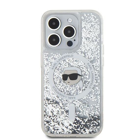 Karl Lagerfeld Liquid Glitter Karl Head MagSafe case for iPhone 15 Pro Max - transparent | Techbox