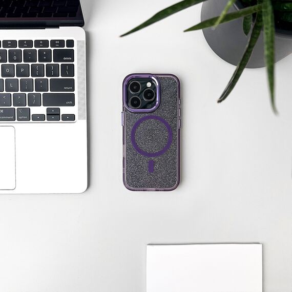 Glitter Case MagSafe for iPhone 16 Pro Max - purple with glitter | Techbox
