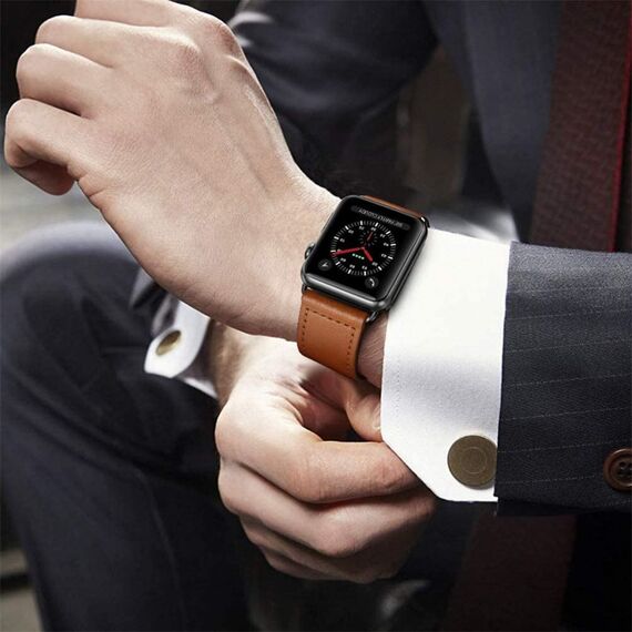 Tech-Protect LeatherFit Strap for Apple Watch 4 / 5 / 6 / 7 / 8 / 9 / SE / Ultra 1 / 2 (42/44/45/49 mm) - Brown | Techbox