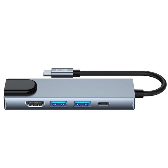 HUB Tech-Protect V3 5in1 USB-C - USB-A 3.0 / USB-A 2.0 / USB-C / HDMI / RJ45 - gray | Techbox