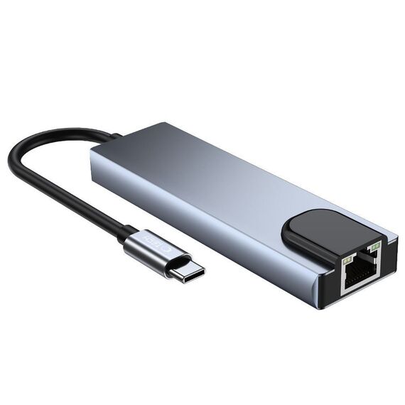 HUB Tech-Protect V3 5in1 USB-C - USB-A 3.0 / USB-A 2.0 / USB-C / HDMI / RJ45 - gray | Techbox