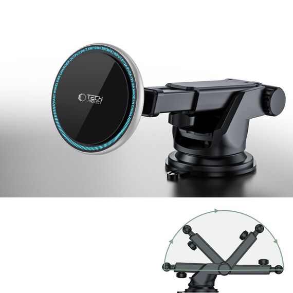 Tech-Protect A2 Car Phone Holder with MagSafe 15W Inductive Charger for Cockpit - Black | Techbox