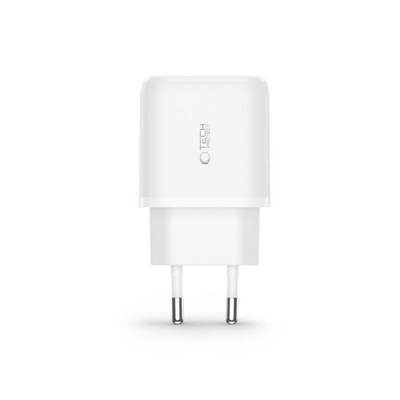 Tech-Protect C20W charger USB-C PD 20W / USB-A QC 3.0 - white | Techbox